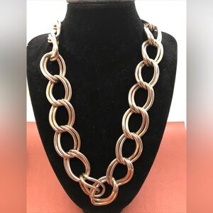 Vtg Necklace Choker Heavy Brutalist Chain Fashion Jewelry Chunky Silver Tone